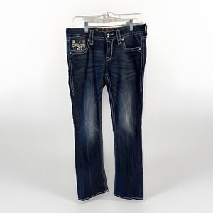 Rock Revival Jeans Womens Boris 28 Boot Cut Flap‎ Pocket Rhinestone Y2K Festival